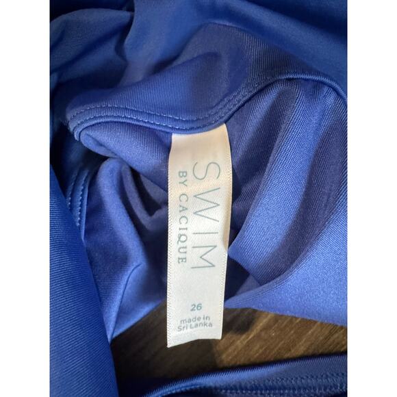 Cacique Foldover‎ Waist High Leg Swim Brief Bottom in Beaucoup Blue Size 26 - Picture 7 of 8